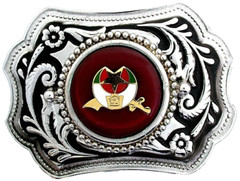 Silver Color Western Shriners New Old Stock 3 7/10&Prime; Belt Buckle EPBB265/12725