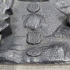 VINTAGE CARPENTER BELT BUCKLE SILVER METAL C&J INC 1994 COLLECTIBLE MENSWEAR DAD