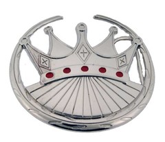 Crown Belt Buckle New Men Women Fashion Chopper Silver Chrome 5 Red Rhinestones