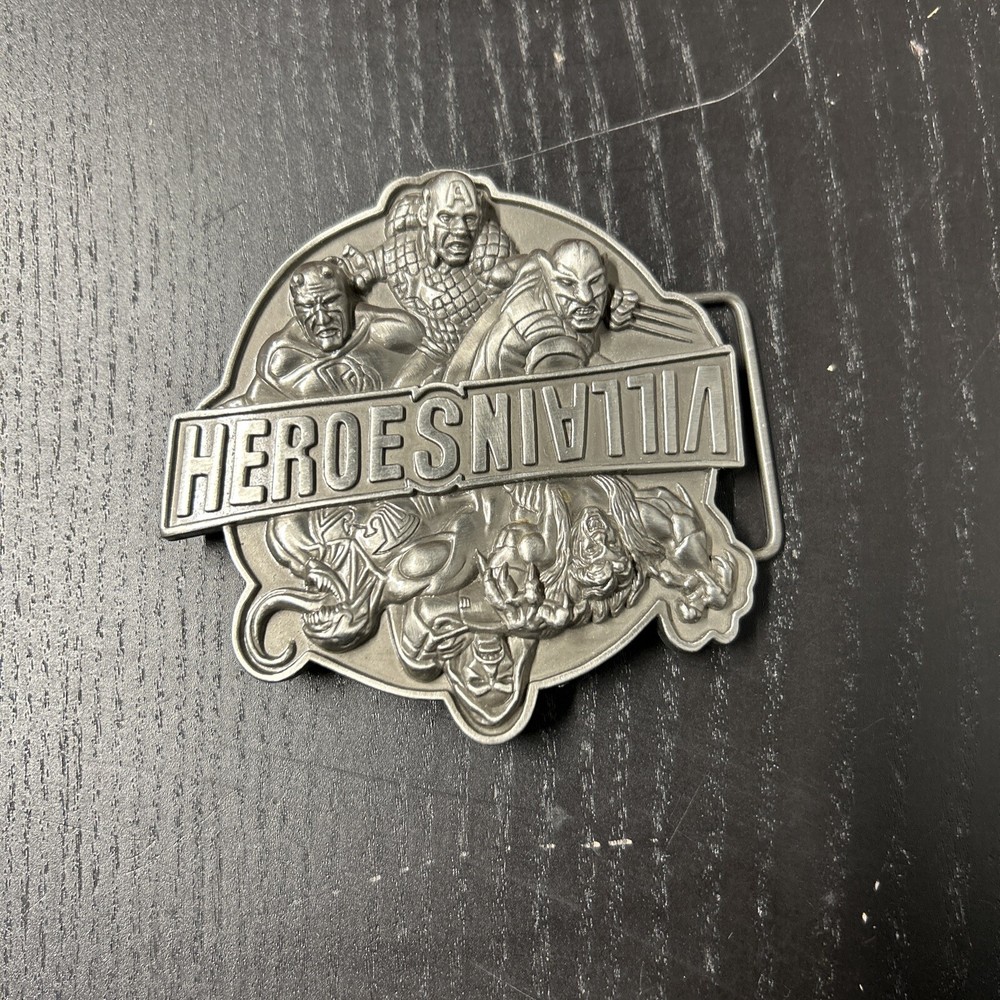 Heroes Villains Belt Buckle Marvel 2009 Reversible Up Down Nice! Captain America