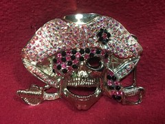 Crystal Rhinestone Purple Pirate Belt Buckle
