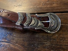 Carlos Ramos , Navajo James Reid style Sterling Silver Belt Buckle 27-29🐊✅