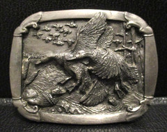 1985 Ducks Pewter Belt Buckle Mallard Bird Hunting Wildlife C+J Inc. USA