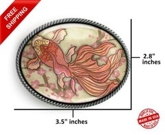 Koi Fish Belt Buckle – Traditional Japanese Tattoo Handmade Artisan – 734