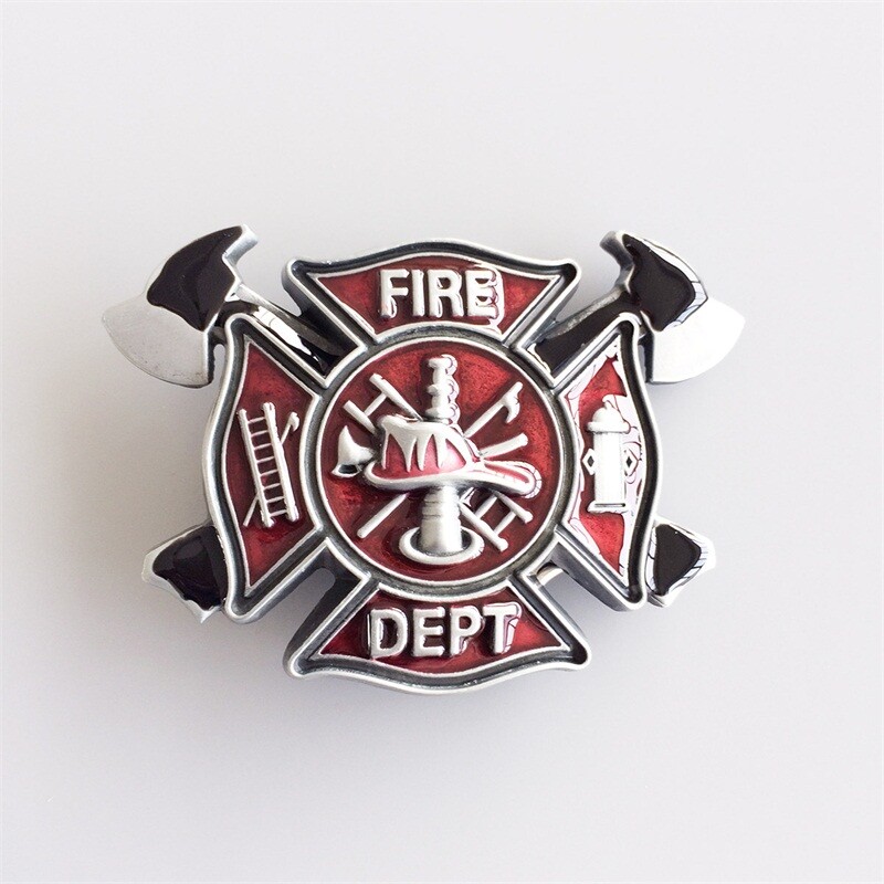 Vintage Style Fire Fighter Cross Enamel Belt Buckle also Stock in US