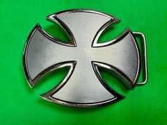 Maltese Celtic Iron Cross Gothic Punk Biker Vibe Cutout Outlined Belt Buckle