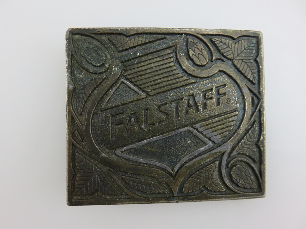 Falstaff Beer Brass Belt Buckle Vintage Wyoming Studio Art Works USA