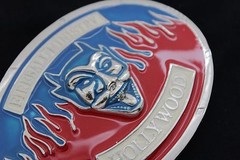 Men Women Silver Metal Buckle Hollywood Fireball Ministry Devil Fire Red Blue
