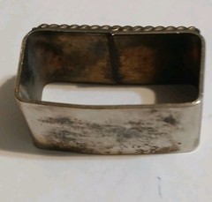 Vtg Alpaca Mexico Western Belt Buckle Keeper Set Floral Mixed Metal 1&Prime; Bar