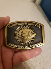 Willamette Carpenter Training Center Belt Buckle HANDMADE SAND-CAST SOLID BRASS