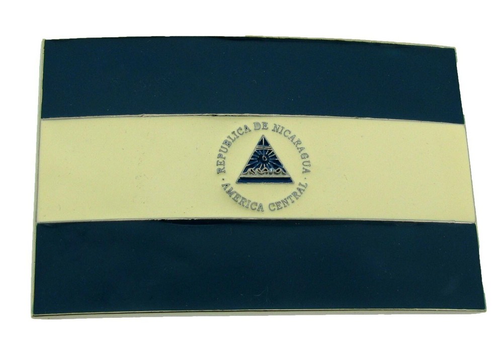 Republic of Nicaragua Flag Belt Buckle Nicas Nicaraguans Country Nation Western