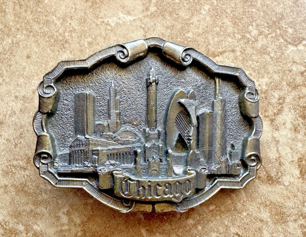 Vintage Chicago Skyline Real Brass Mokena Illinois 1982