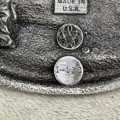 Vintage Bergomot Brass Works US Navy Belt Buckle Silver Tone Enamel