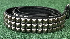 VTG 90s Manzoor Leather 3 Row Pyramid 1/2” Studded Belt Mens XL USA Made