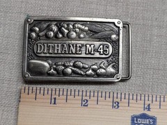 1970s vintage FARMING belt buckle CROPS western FARMER cowboy BRASS rohm haas