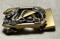 Vintage Style Dragon Belt Buckle Bronze Tone Asian Dragon 1.25 Strap