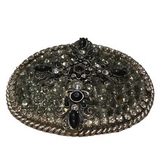 Women&rsquo;s Cross Belt Buckle Silver Tone Western Rhinestones White Black