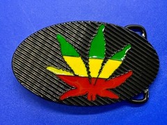 Rasta Colored Pot Marijuana CBD Weed Leaf Delta-283773 New Colorful Belt Buckle