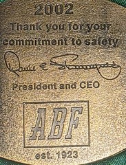 Vintage 2002 Metal Belt Buckle, Brass, ABF Freight Systems Inc, Trucking, Big