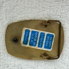Vintage De Bry Co Solid Brass Turquoise Eagle Belt Buckle Made in USA Western