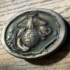 Vintage 1985 USMC Marine Corps EGA Belt Buckle Made in USA 1805 Pewter Green B19