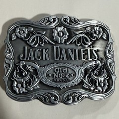 Jack Daniels Old No. 7 Whiskey Black Enamel & Silver Paisley Belt Buckle
