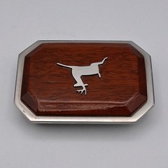 Vintage 3D Leaping Deer Belt Buckle Metal Wood Grain Heavy Duty Rare Collectible
