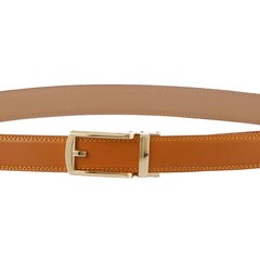 Tonywell Ratchet Belt, One Size, Light Brown Leather & Gold Metal Buckle