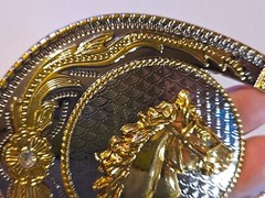GOLD & SILVER (IN COLOR ONLY)LARGE RODEO WESTERN HORSE HEAD Metal Belt Buckle