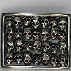 soffer ari belt buckle 925 silver with ruby gemstones in skull eyes
