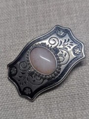 vintage GEMSTONE pink QUARTZ belt buckle WESTERN handcrafted cowboy