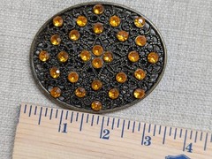vintage Y2K belt buckle RHINESTONE webbed WESTERN brass cowboy STUDDED