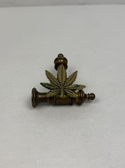 Vintage Marijuana Weed Bud Pot Leaf Brass Hippie Pipe Belt Buckle 1970s Ganja