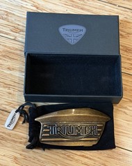 Genuine TRIUMPH Bonneville Tank Badge Belt Buckle MOTORCYCLE VTG Orig. Box Bag