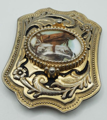 Vintage Two Horse Head Cameo Belt Buckle Equestrian Racing