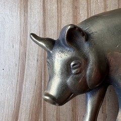 Vintage 1978 Baron Buckle Solid Brass Pig Belt Buckle Figural Hog Farming Swine