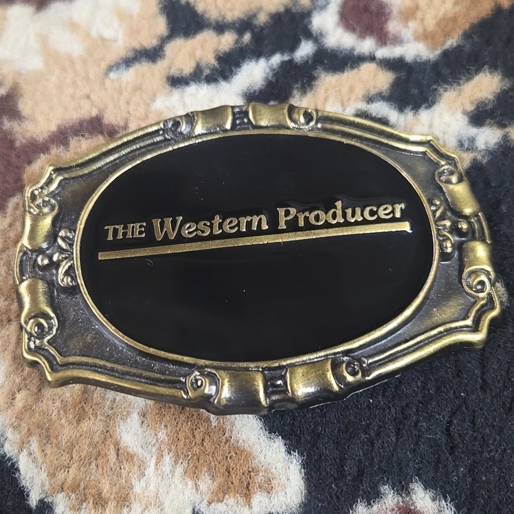 The Western Producer Retro Enamel Belt Buckle Farm Farmer Cowboy Agriculture Y2K