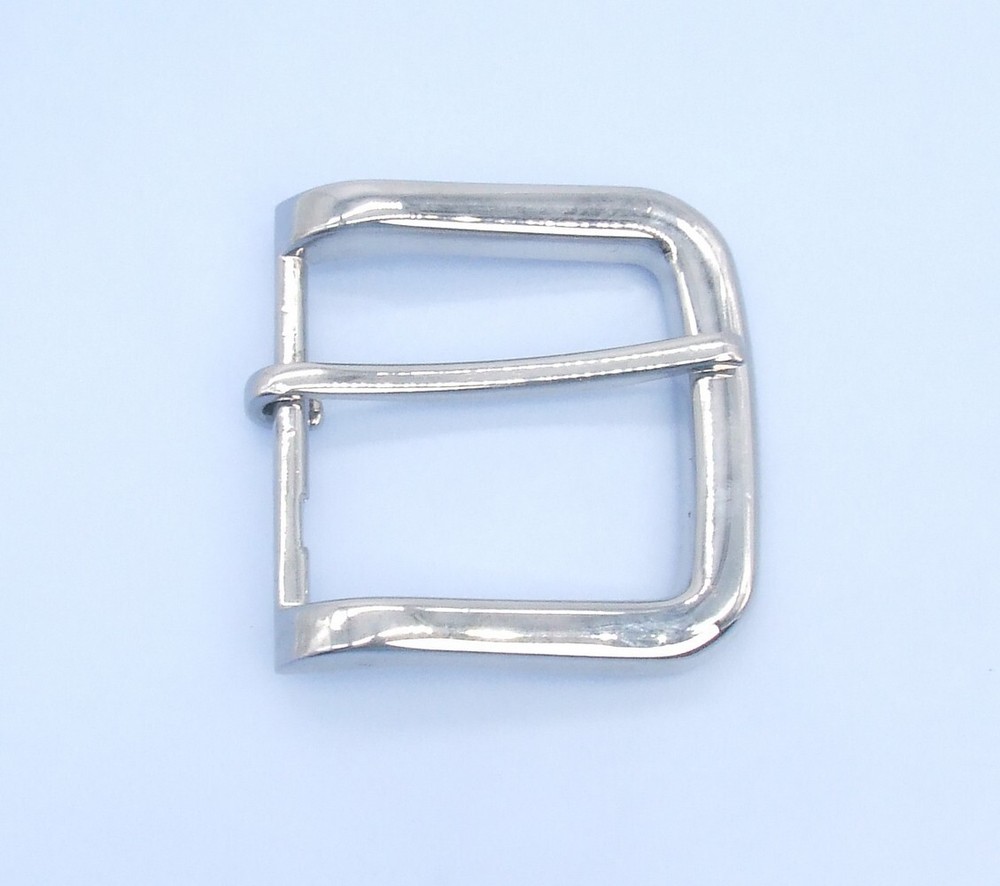 40mm Shiny Silver Tone Heavy Round Corner Square Single Prong Pin Belt Buckle