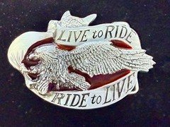 LIVE to RIDE, RIDE to LIVE Patriotic Eagle USA Motorcycle Bikers Belt Buckle