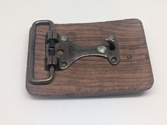 Vintage Unbranded 1776-1976 Wood Belt Buckle with Metal Liberty Bell & Dates