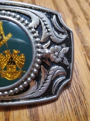 VTG. Freemasons, Masonic, Shriners and Scottish Rite Belt Silver Buckle USA