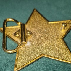 Gold Tone Star Belt Buckle w/Clear Rhinestone Accents, Shiny Metal Women 1.5in