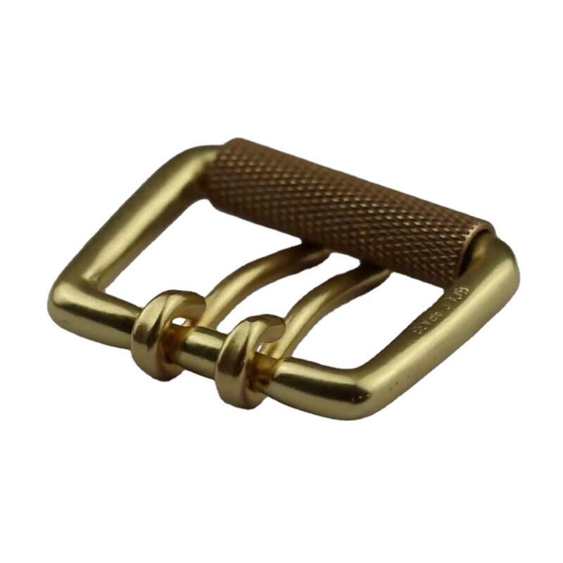 Retro Heavy Duty Solid Brass Double Prong Roller Belt Buckle For 38mm