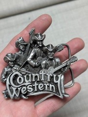 vintage COUNTRY WESTERN belt buckle MUSIC bluegrass BRASS cowboy NASHVILLE