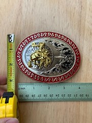 Western Buckle Oval Gold Silver Red Horse Rider Cowboy 2 » Hebillas Vaqueras
