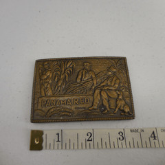 VINTAGE 1970&rsquo;s PANAMA RED BRASS BELT BUCKLE LEWIS BUCKLE CO. 4&Prime; 1970s