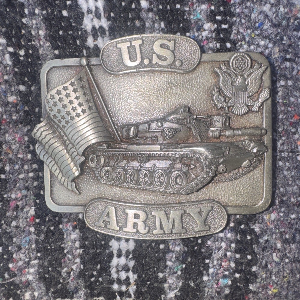 Belt Buckle Bergamot Brass Works US Army Tank Military Patriotic USA Made 1982