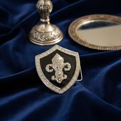Women Silver Metal Belt Buckle Western Fashion Bling Fleur De Lis Day Night Look