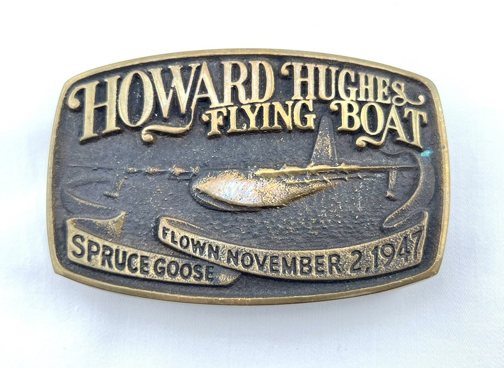 1981 Howard Hughes Flying Boat Spruce Goose Belt Buckle – Age of Bronze – Calif.