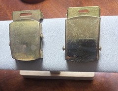 Vintage US Military Brass Web Belt Buckles Lot of 2 Vietnam RAU & Solid Brass